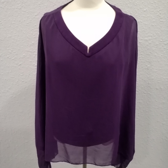 Joseph Ribkoff deep purple batwing sleeve blouse - Picture 3 of 6